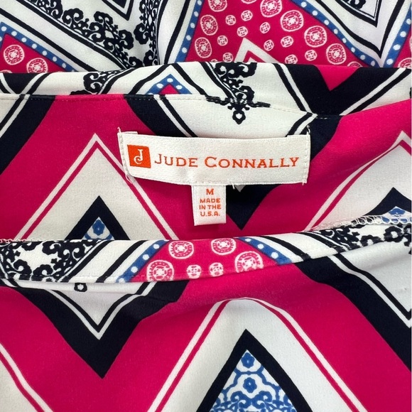 JUDE CONNALLY Darbie ZigZag Chevron Cap Sleeve Dress in Pink/Blue, size M - Picture 5 of 8